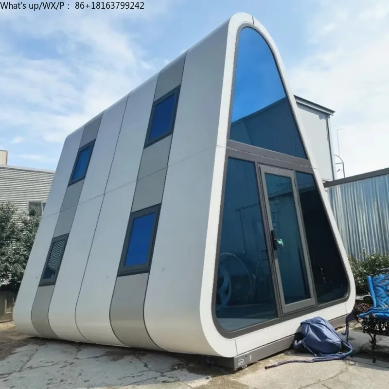 

Modern Modular Prefabricated Aluminium House Two-story Triangular Cap sule Villa House