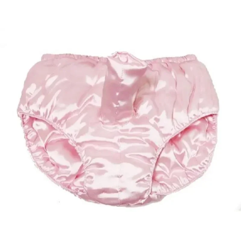 

Мужские розовые глянцевые мягкие шелковистые трусы на ощупь с наполнителем хлопковых трусиков, сексуальные костюмы для частной вечеринки, теплые пышные трусики BF ручной работы