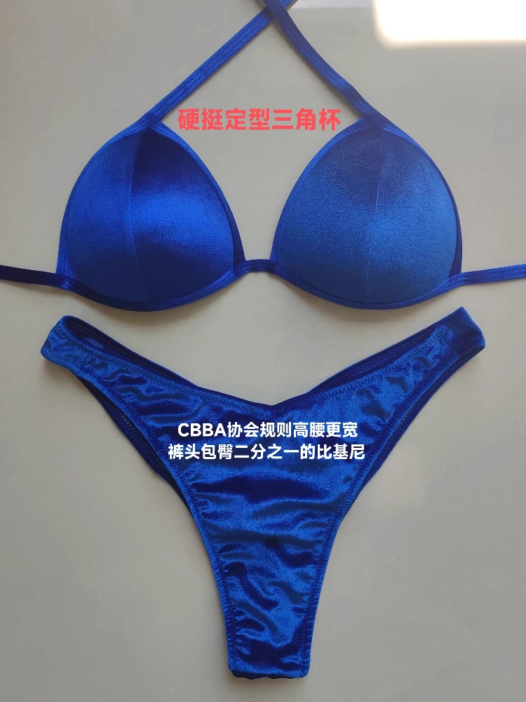 NPC IFBB CBBA معيار الكورية المخملية عالية الخصر ملابس السباق المنافسة بيكيني أداء البدلة #5