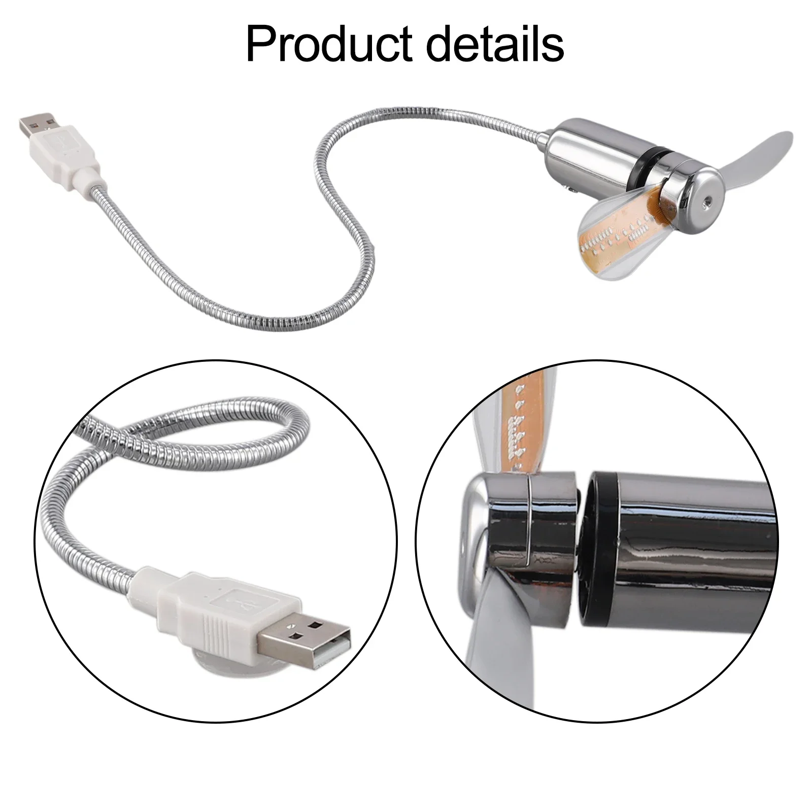 USB Powered Flexible Fan with Real Time Clock and Temperature Monitor Quiet Operation Suitable for Personal Cooling