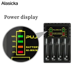 Ni-MH/Ni-Cd Charger with LED Indicator 4 Slot Battery Charger for Short Circuit Protection of AAA/AA Rechargeable Batteries