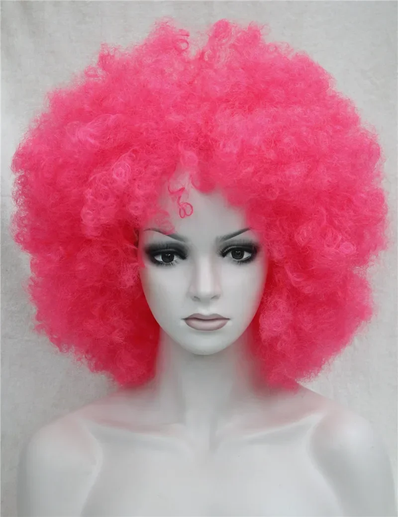 StrongBeauty Medium Length  Chestnut Red Blue Huge Jumbo Afro Wig Synthetic party Clown Cosplay Wigs