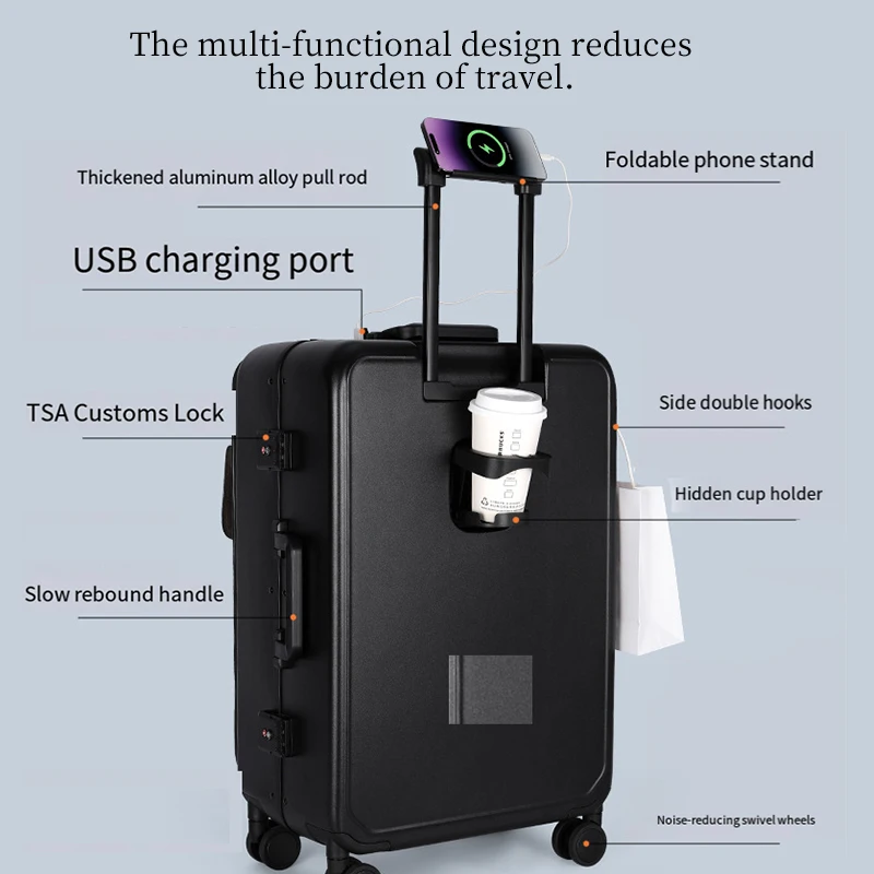 حقيبة سفر للأعمال مقاس 20 بوصة، متينة مع قفل بكلمة مرور، حقيبة تروللي. #3