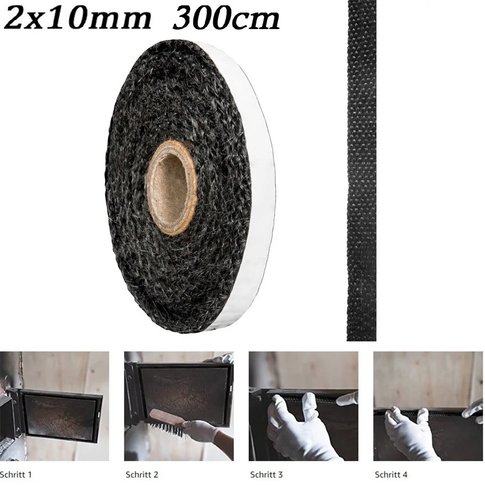 Fireplace Sealing Rope Wood Burning Stove Door Fiberglass Sealing Cord Fireplaces Replacement Black Gasket Fire Tape ﻿