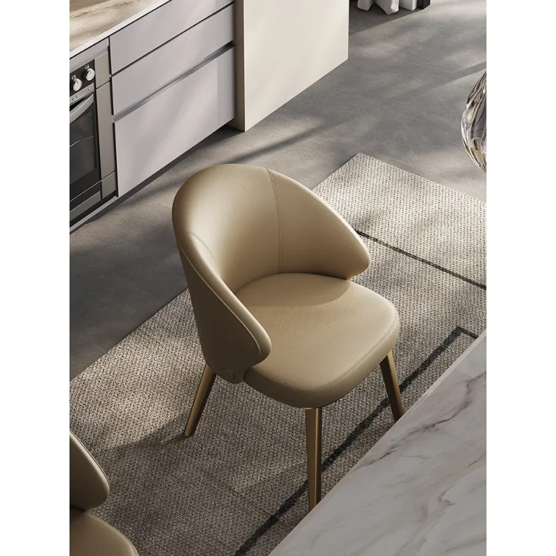 

Light luxury leather dining chair Italian minimalist hotel restaurant home high-end sense