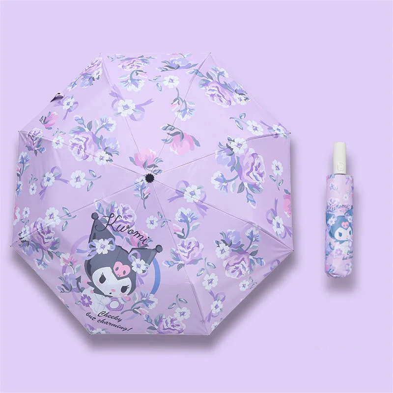 

Kawaii Kuromi My Melody Sanrio Sweet Umbrella Folding Girl Heart Cute Cartoon Cinnamoroll Summer Dual-Use Sunscreen Toy for Girl