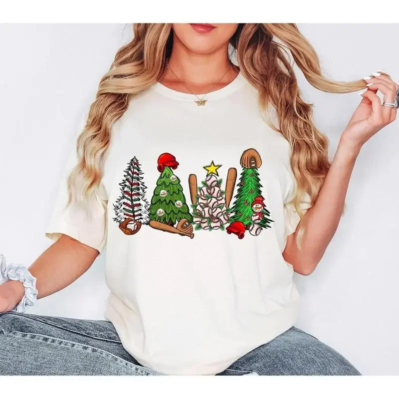 Christmas Baseball T Shirt Sport Trendy For Tree