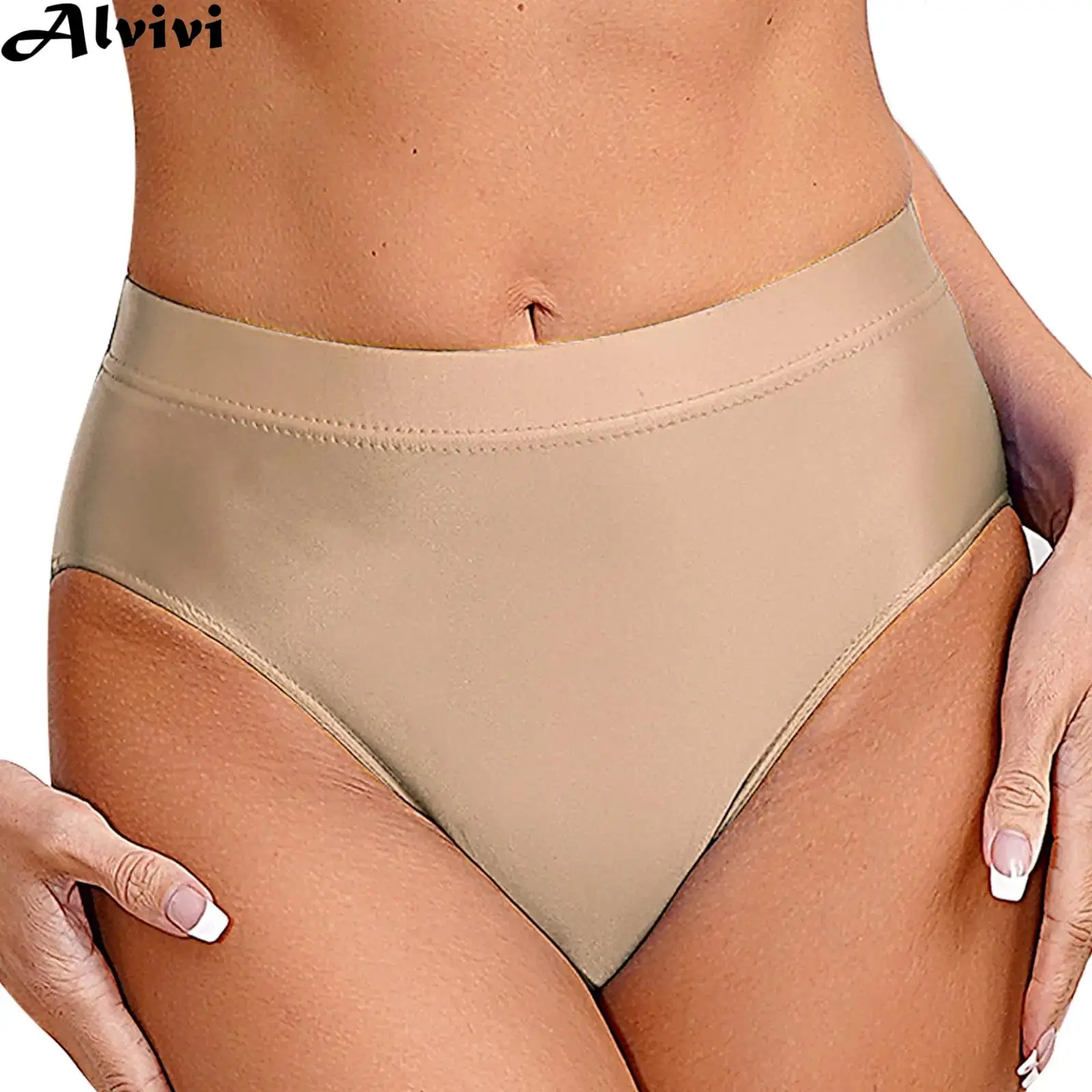 Women Glossy Swimming Briefs Swimsuit Solid Underpants Underwear Swimwear Pool Party Beach Sunbathing Bathing Suit Sportswear