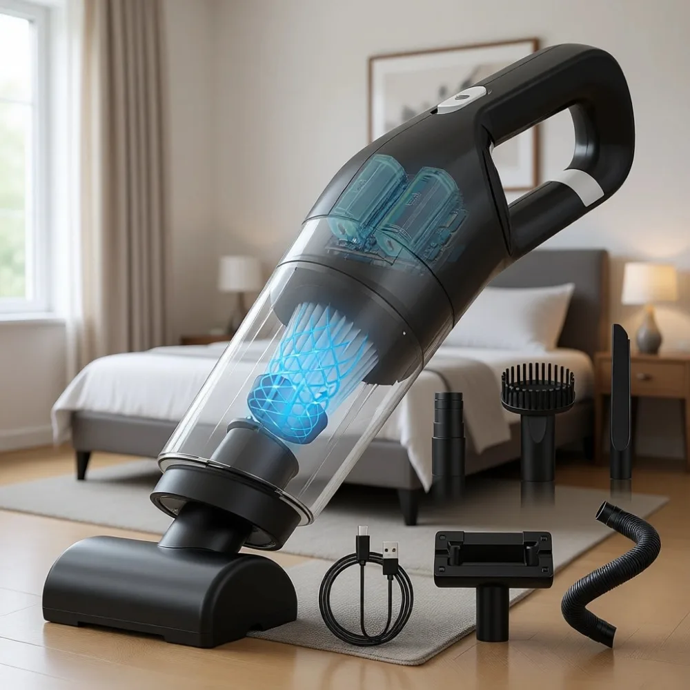 

Мощный беспроводной ручной пылесос с сильным всасыванием для автомобиля, дома, шерсти животных, клавиатуры, мебели