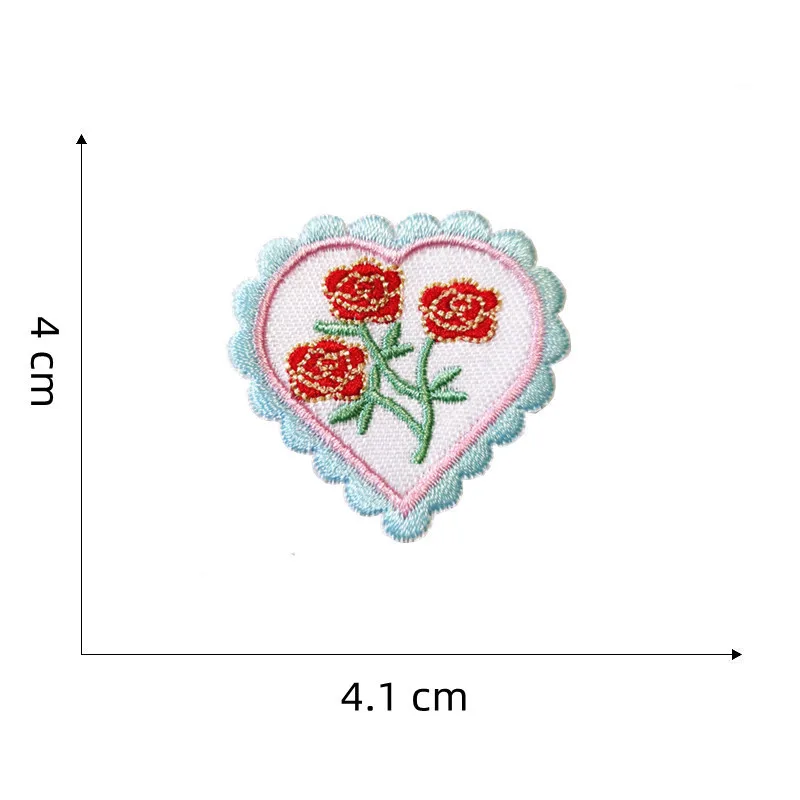 Self Adhesive Embroidered Cute Flower Heart Patches for Girls Backpack Shoes Hats Scrapbooking Decoration DIY Sewing Accessories