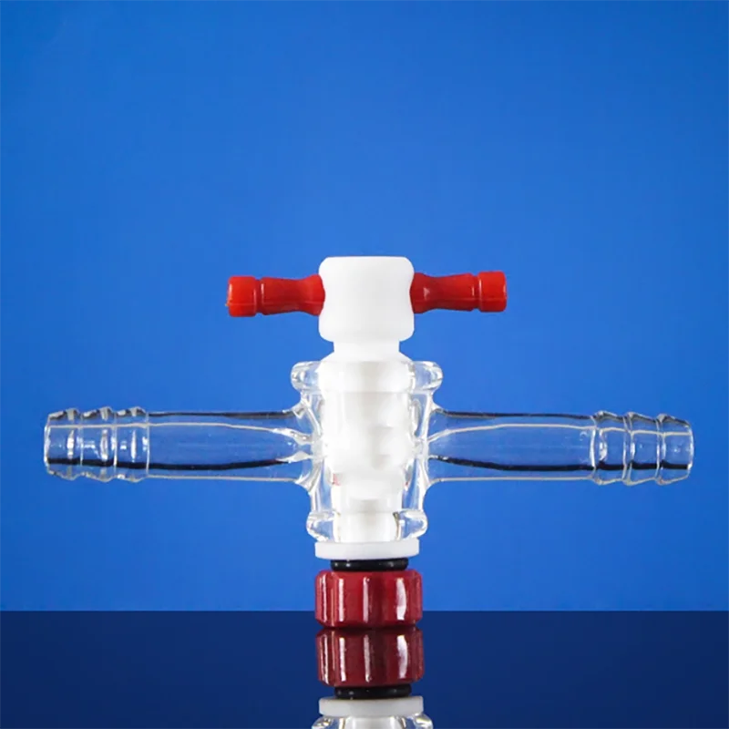 High vacuum two-way gas valve PTFE glass throttle piston high borosilicate glass 3.3