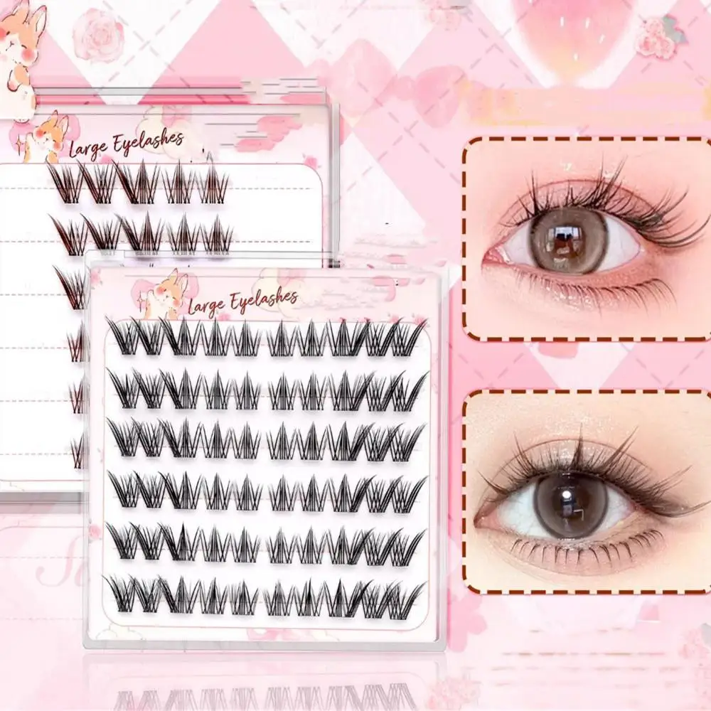 

6/10Rows Fox Eye False Eyelashes Self-adhesive Glue-Free Cluster Eyelash DIY Manga Eyes Lash Extension Enlarge Eyes Daily Use