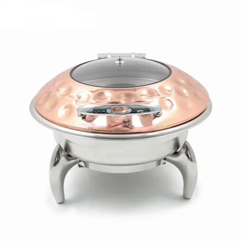 

Hot Selling Banquet Equipment Delicate Round Stainless Steel Food Heating Chaffing Dish With Beautiful Stainless Steel Base