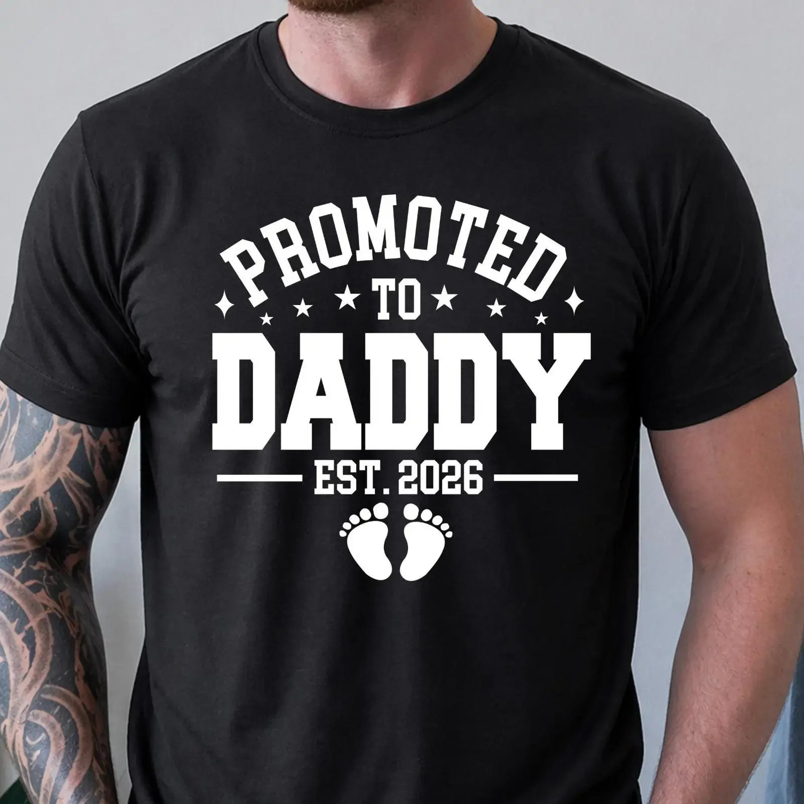 Promoted To Daddy Est 2026 T Shirt New Dad  vintage Washed Casual Versatile designer clothes Stretched Slightly Comfortable
