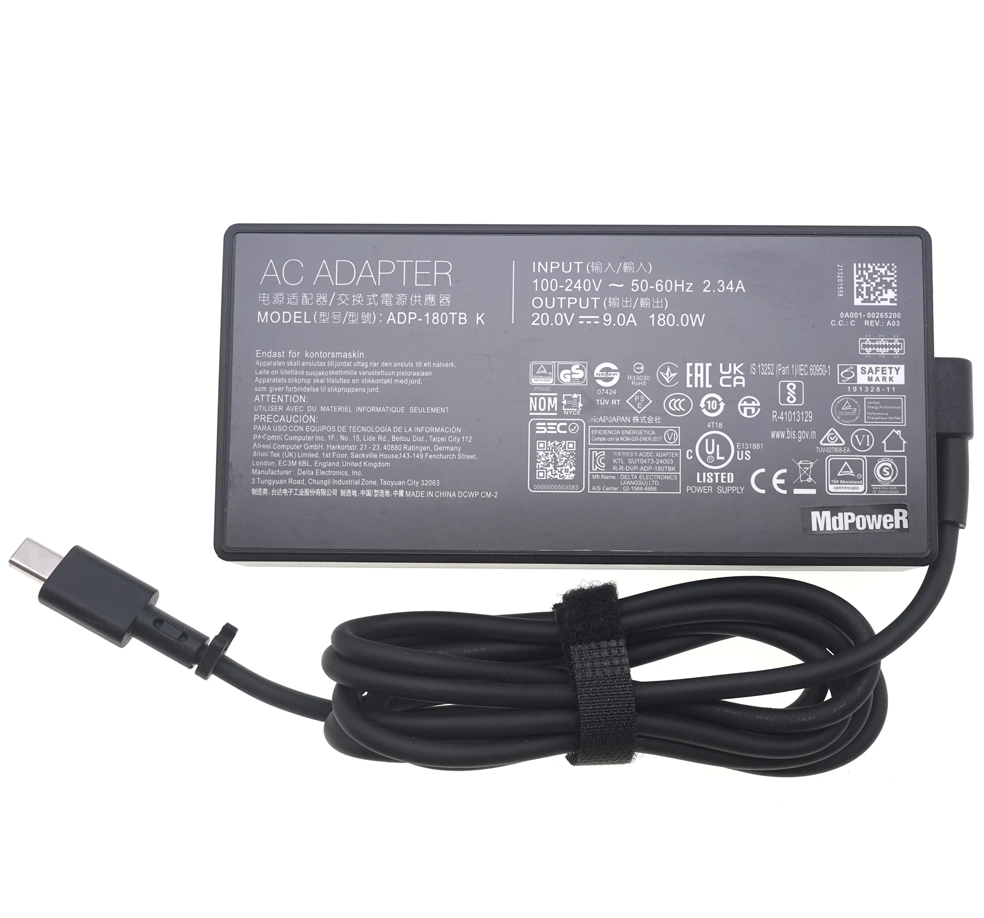 Original 20V 9A 180W AC Adapter Charger ADP-180TB K For ASUS ROG Zephyrus G14 GA403 USB Tip A22-180P1A GA403UV GA403UV-QS103X