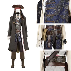 High Quality Caribbean Jack Sparrow Jackie Cosplay Costume Captain Jack Sparrow Uniform Halloween Party Outfit Props With Boots