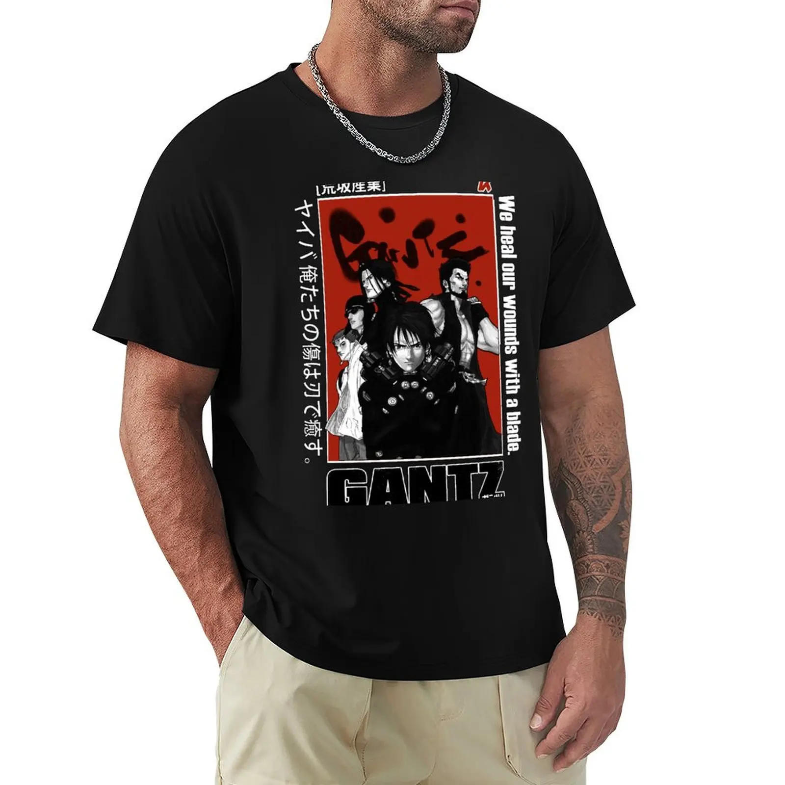 

GANTZ, ガンツ , ANIME BLACK,WHITE and RED T-Shirt summer clothes plus size clothes cheap stuff outfits for men