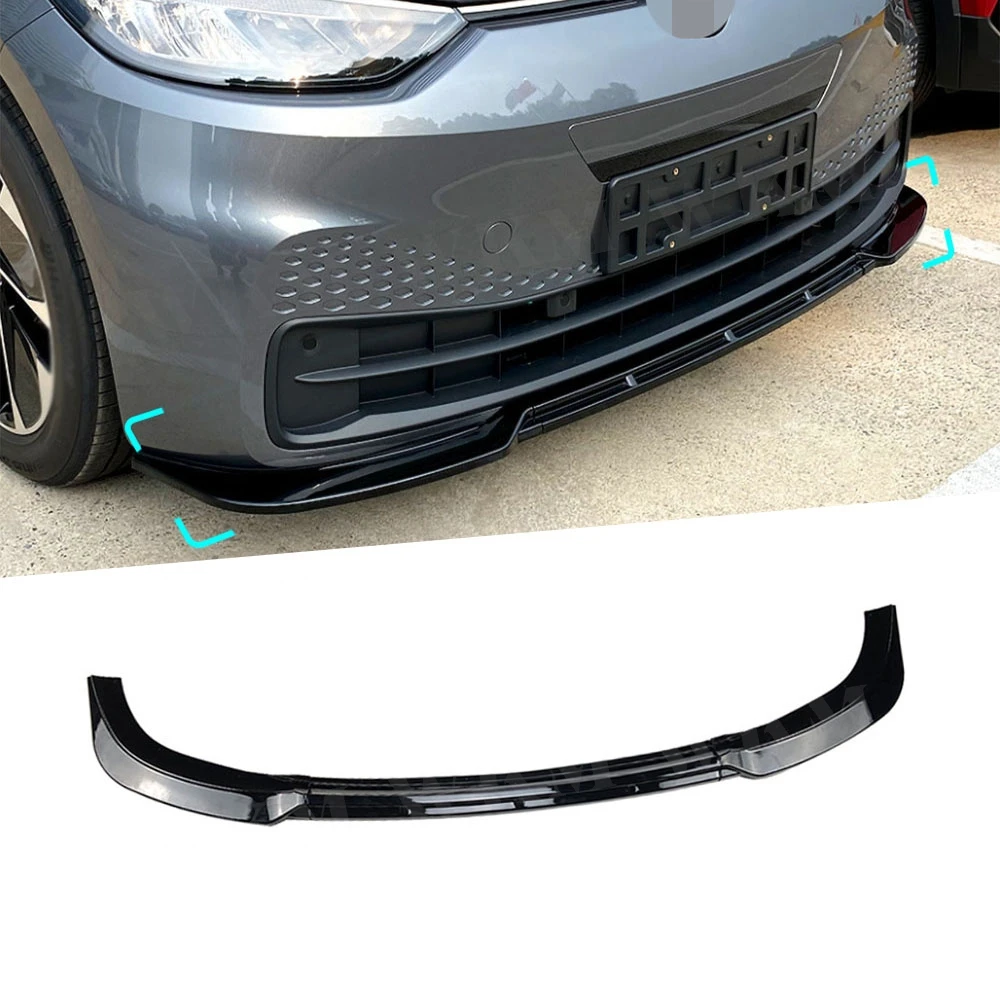 

Front Bumper Lip Spoiler Front Lip Chin Apron Diffuser Bodykit For Volkswagen ID.3 2019-2022 3PCS Auto Para Accessories Car Part