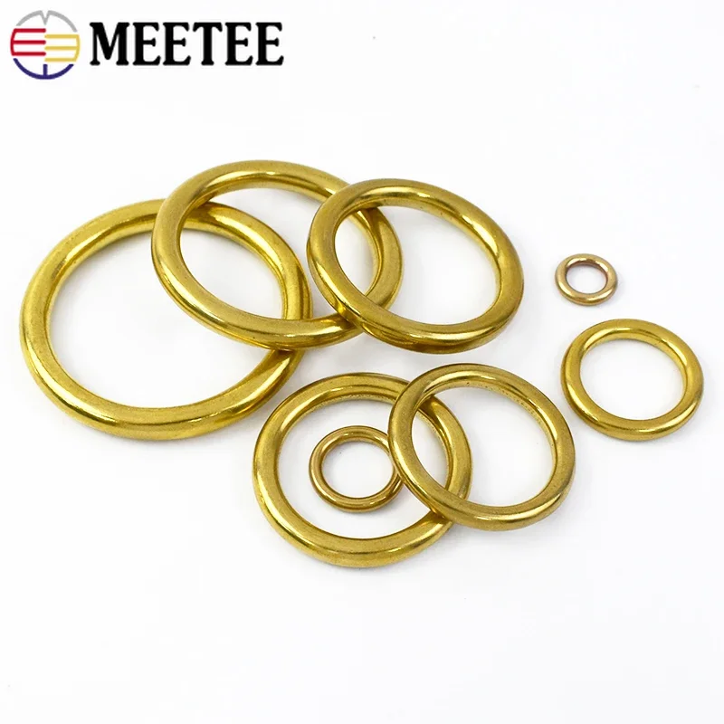 2/5/10Pcs Solid Brass O Ring Seamless Rings Buckle Hook Belt for Webbing Bag Stap Pet Collar Keychain Clasp DIY Leather Hardware