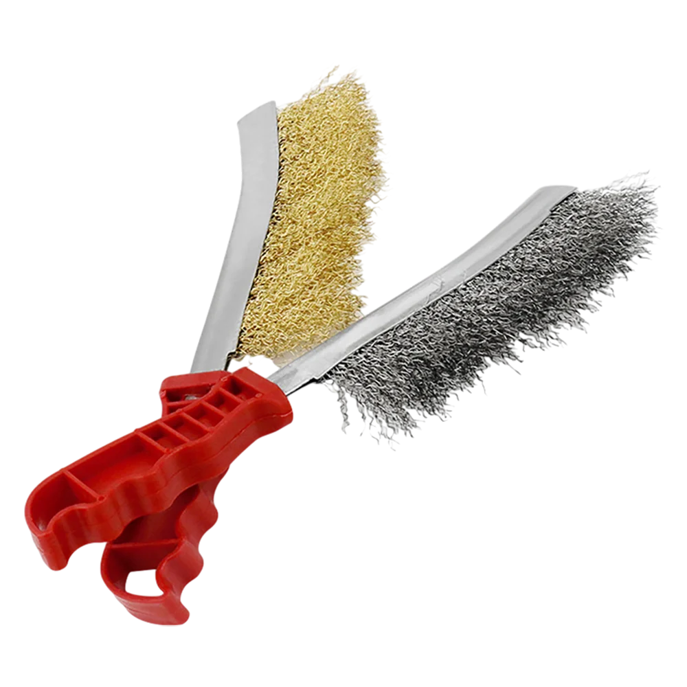 1 Pcs Multi-function Tool Wire Brush Copper Plated Stainless Steel Brush Long Handle Kitchen Grill Special Plate Rust Removal