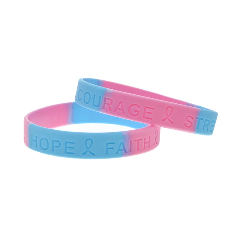 1 PC Breast Cancer Silicone Wristband Faith Love Never Lose Hope Inspirational Bracelet