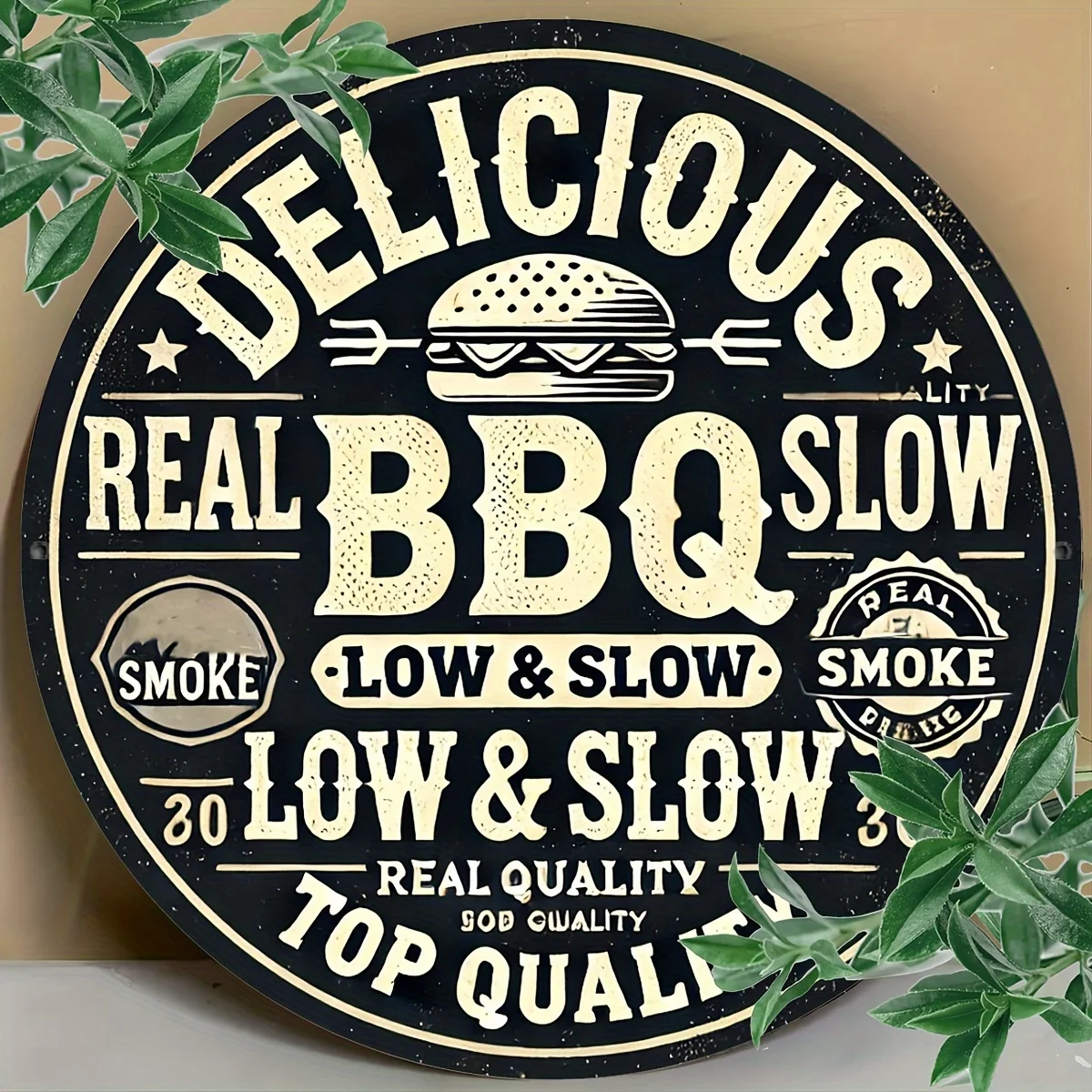 1pc8 x 8 inch (20 x 20cm)BBQ ZONE Metal Tin Sign - Unique Wall Art for Home, Cafe, Bar, Apartment, Restaurant, Living Room Wall