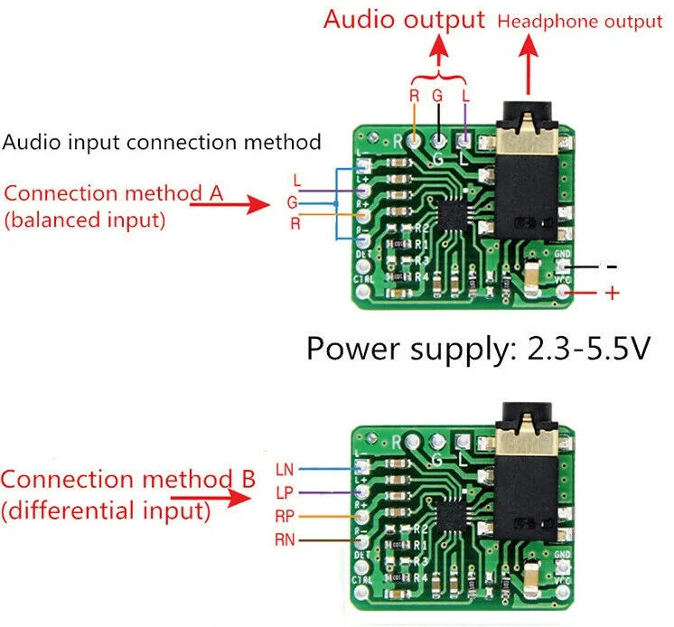 TPA6132 Differential-Balanced Stereo Headphone Amplifier Board HIFI AMP 2.3-5.5V