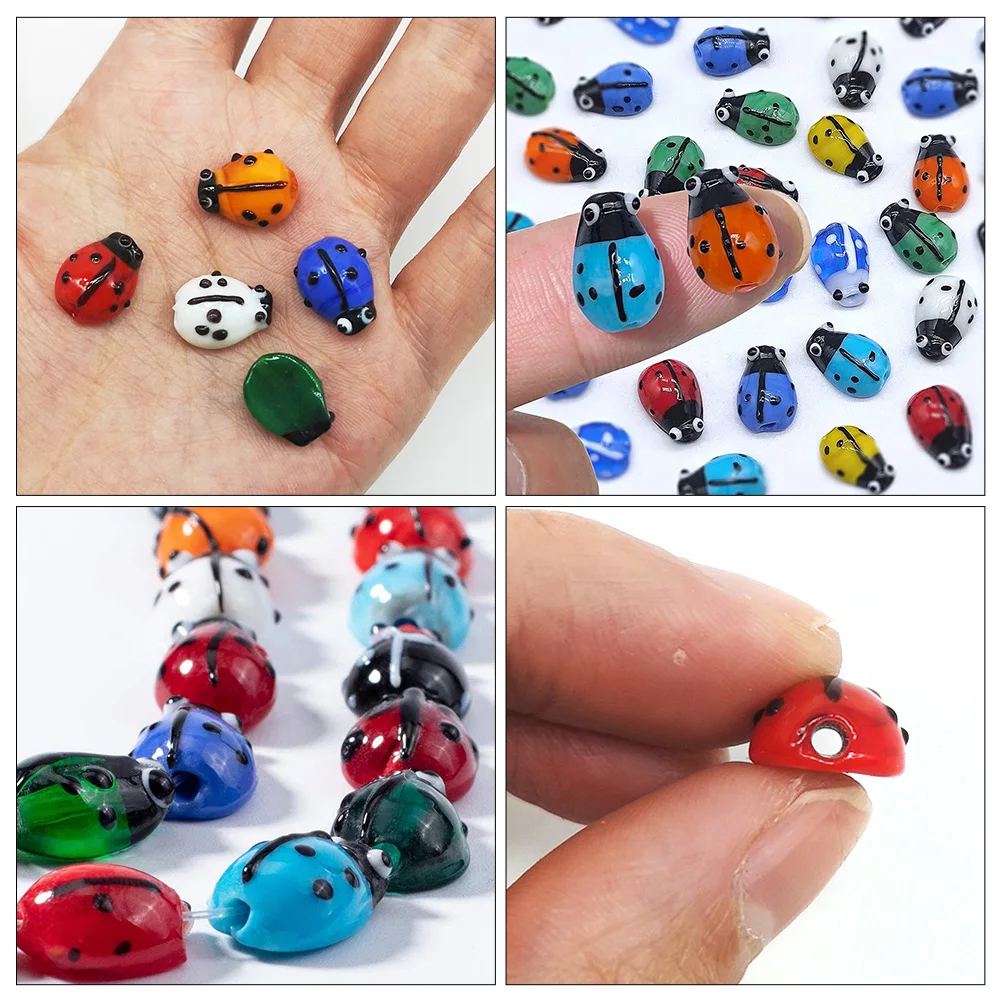

50pcs Glass Beads Ladybug DIY Decorative Craft Jewelry Handwork Exquisite Festival Stylish namental Manual Beads