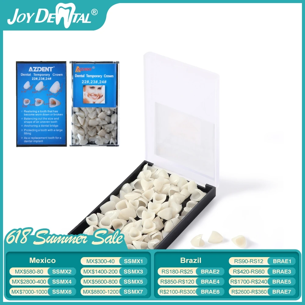 

Joydenta Dental Temporary Crown Porcelain Materials Anterior Teeth Veneers 72pcs/Box Front Teeth 22# 23# 24# Just For Dentist