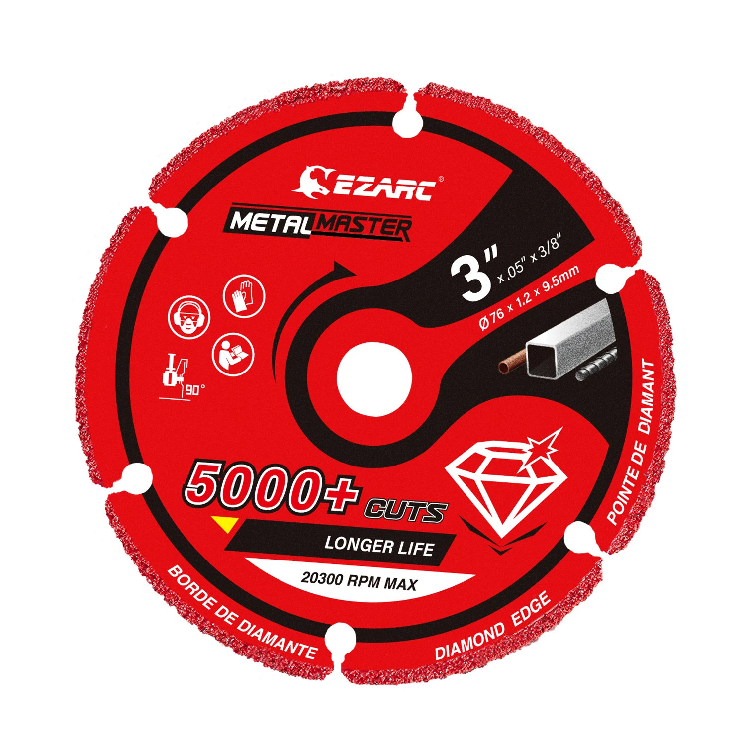 

EZARC 76mm Cutting Disc Mini Diamond Circular Saw Blade 3'' Angle Grinder Cutting Wheel for Metal Rebar Steel Iron INOX 1-piece