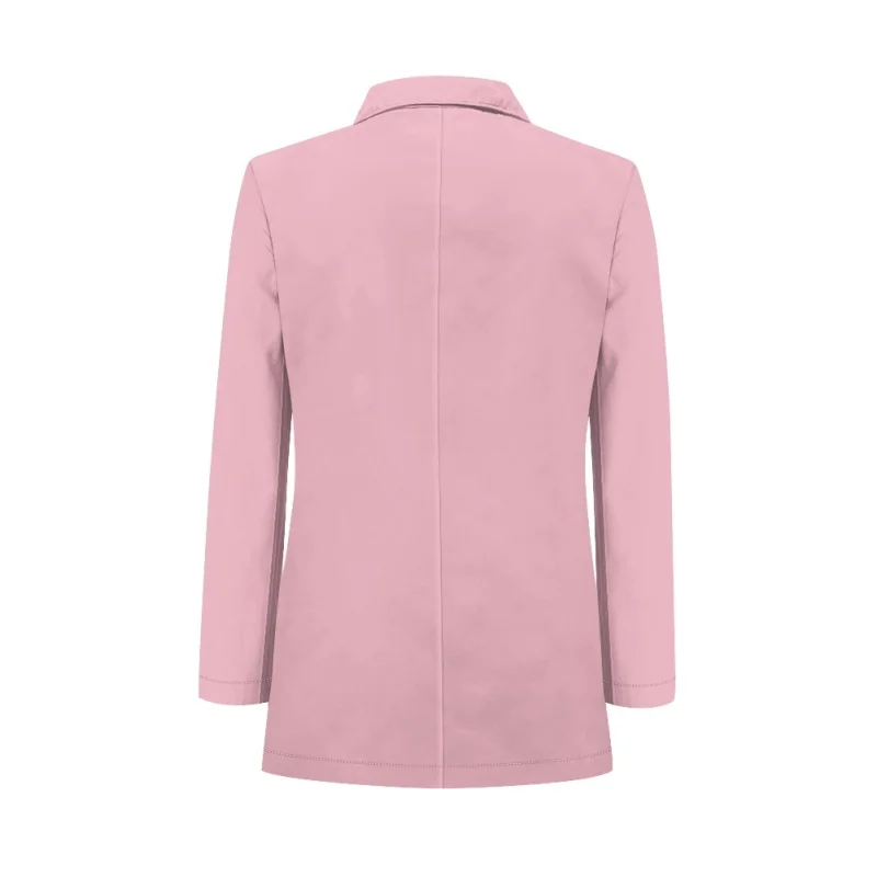 Noisydesigns Pink Solid Color Blazer For Women Spring Autumn Long Sleeve Lapel Jacket Formal Suit Office Lady Shop Casual 2024