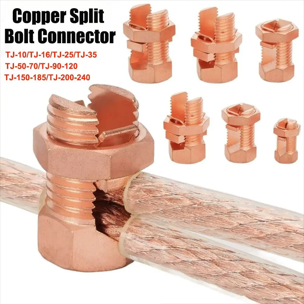 

Copper Bolt Clamp New TJ Series Split Bolt Connector Sturdy Durable Copper Split Bolt Wire Clips Screw Terminal