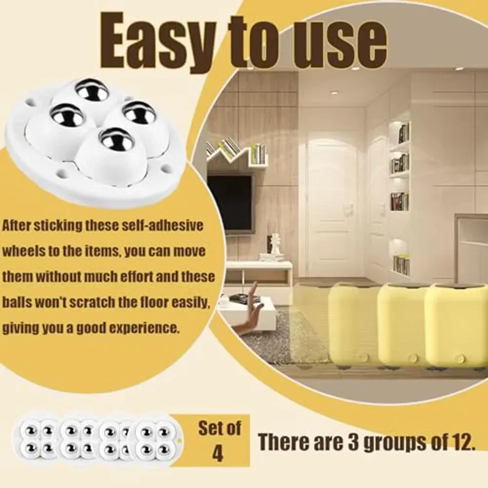 Mini Paste Pulleys 360 Degree Rotation Wheels Home Organization DIY Accessories Effortless Mobility Heavy Object Movement
