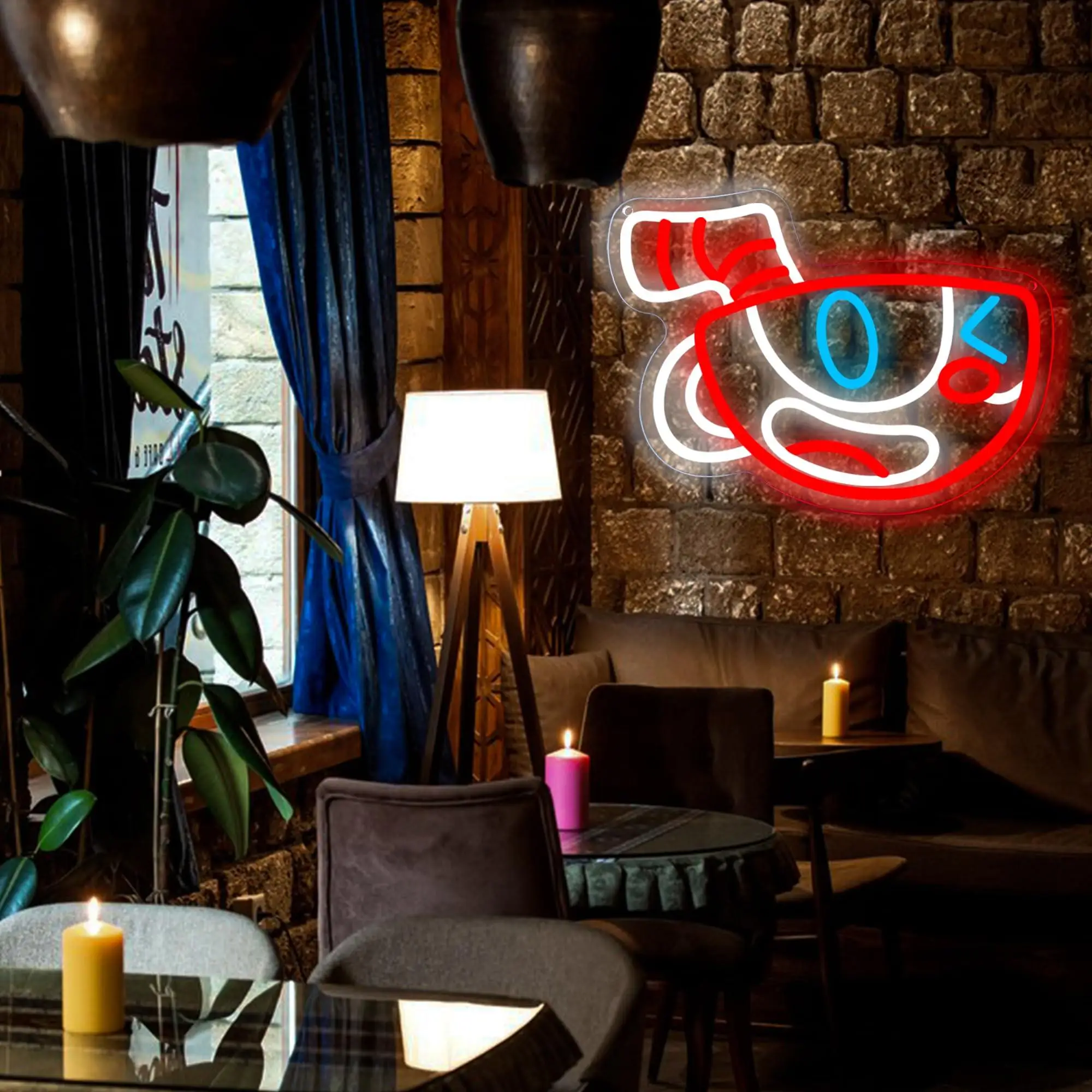 Cuphead-letreros de neón de Anime para decoración de pared, figura regulable, letrero de juego Mugman para hombre, cueva, habitación de niños, dormitorio, Bar, regalos de cumpleaños