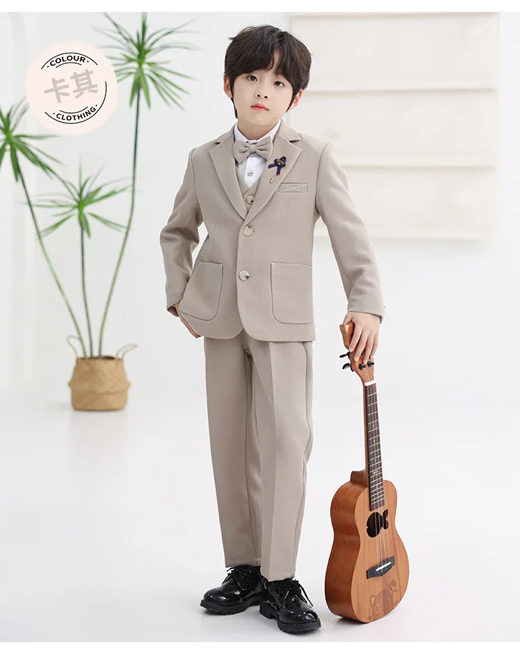 Anzug-Set für Jungen, Kinder-Blazer-Outfit, Blumenjungen-Hochzeitsanzug, Kostüm für Klavierauftritte bei Geburtstagsfeiern und formellen Anlässen – Detail 14