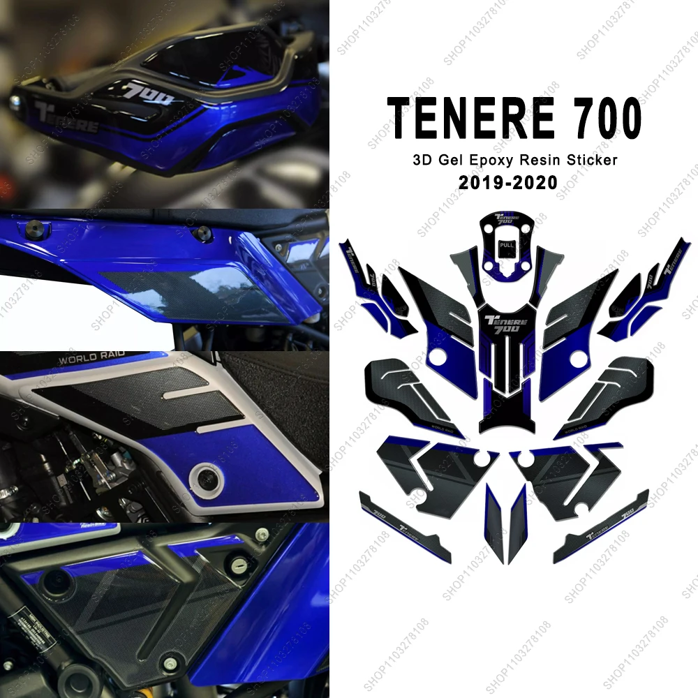 Motorcycle Accessories Tank Pad Protector sticker Covers Waterproof 3D Epoxy Resin Stickers Kit for Yamaha Tenere 700 2019 2020