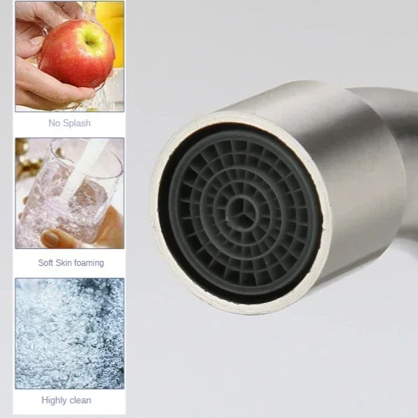 Stainless Steel Kitchen Faucet Wall Mounted Cold and Hot Tap Bathroom Basin Sink Faucet Universal Rotation Splash Proof Faucet