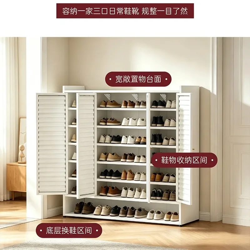 for Steel Shoe Cabinet Household Floor to Ceiling Multi Layer Dust Proof Shoe Rack Integrated Against Wall Entrance Large