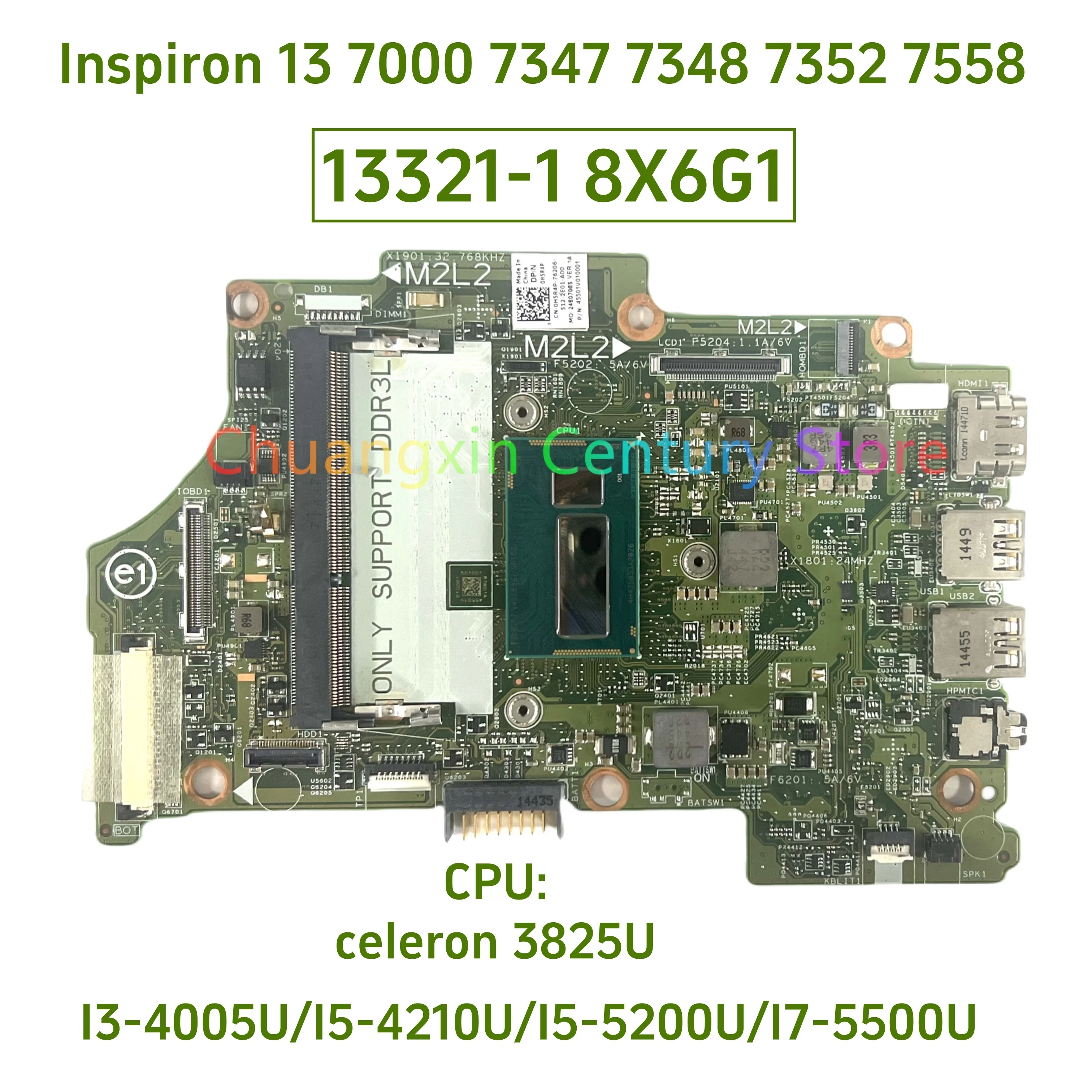 

Подходит для Dell Inspiron 13-7000 7347 7348 7352 с i3 i5-5200U i7-5500U CPU DDR3L 7558-1 PWR: 8X6G1 Материнская плата ноутбука