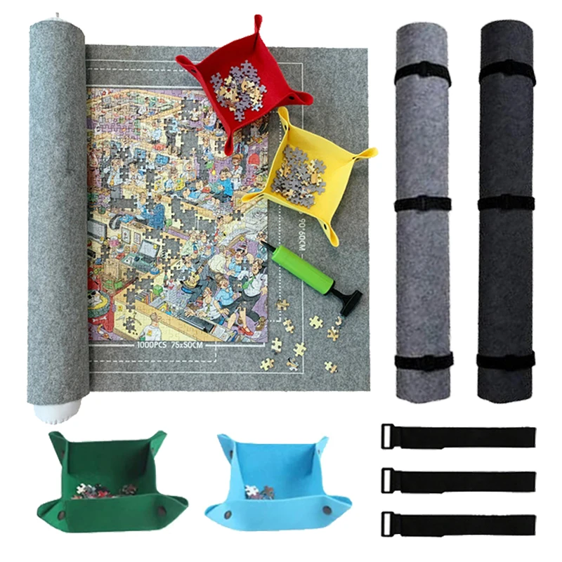 1000~3000pcs Puzzle Storage Mat Roll Up Children Developmental Game Parent-child Interaction Portable Travel-Friendly Bag TMZ