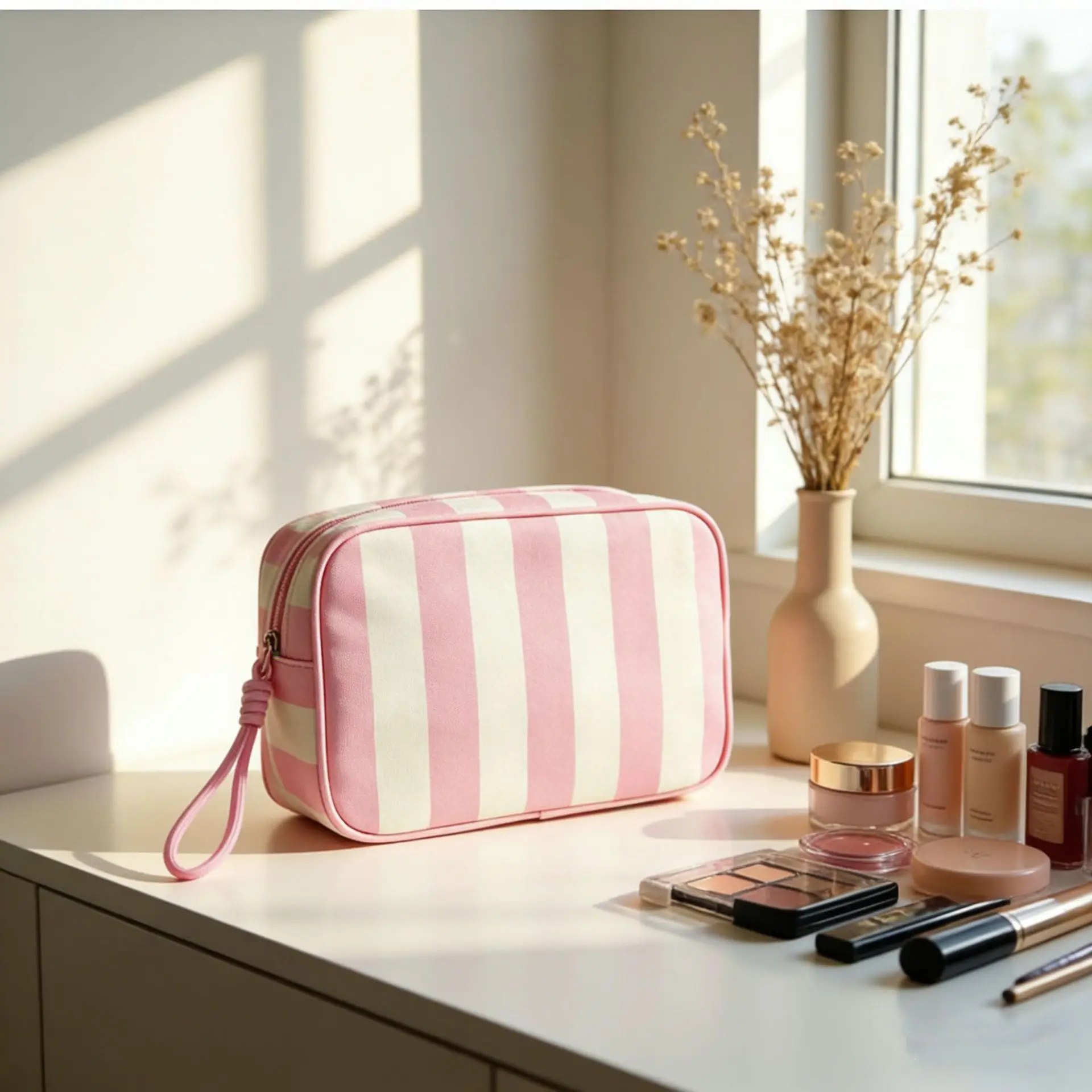 Customized Embroidered Name Makeup Bag, Striped Tassel Design Travel Storage Bag, Elegant Bridesmaid Gifts for Wedding Daily Use