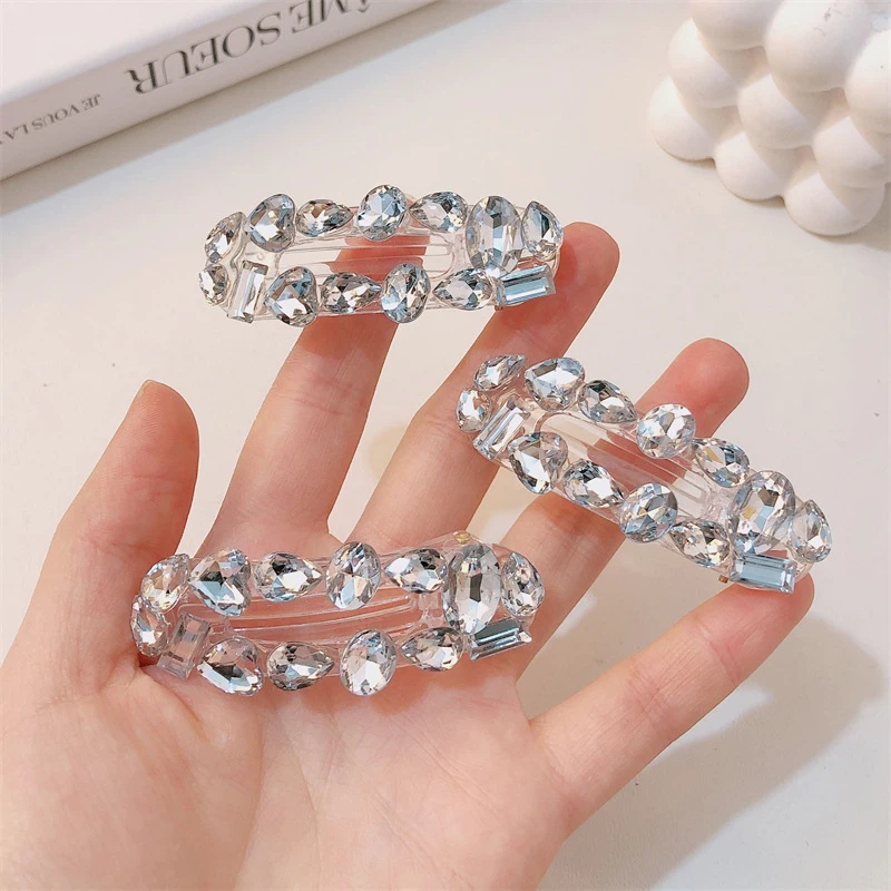 New Luxury Zircon Super Flash Hair Clips Sense Of Niche Oval Fairy Bangs Side Clip Girl Heart Fashion Versatile Hair Accessories