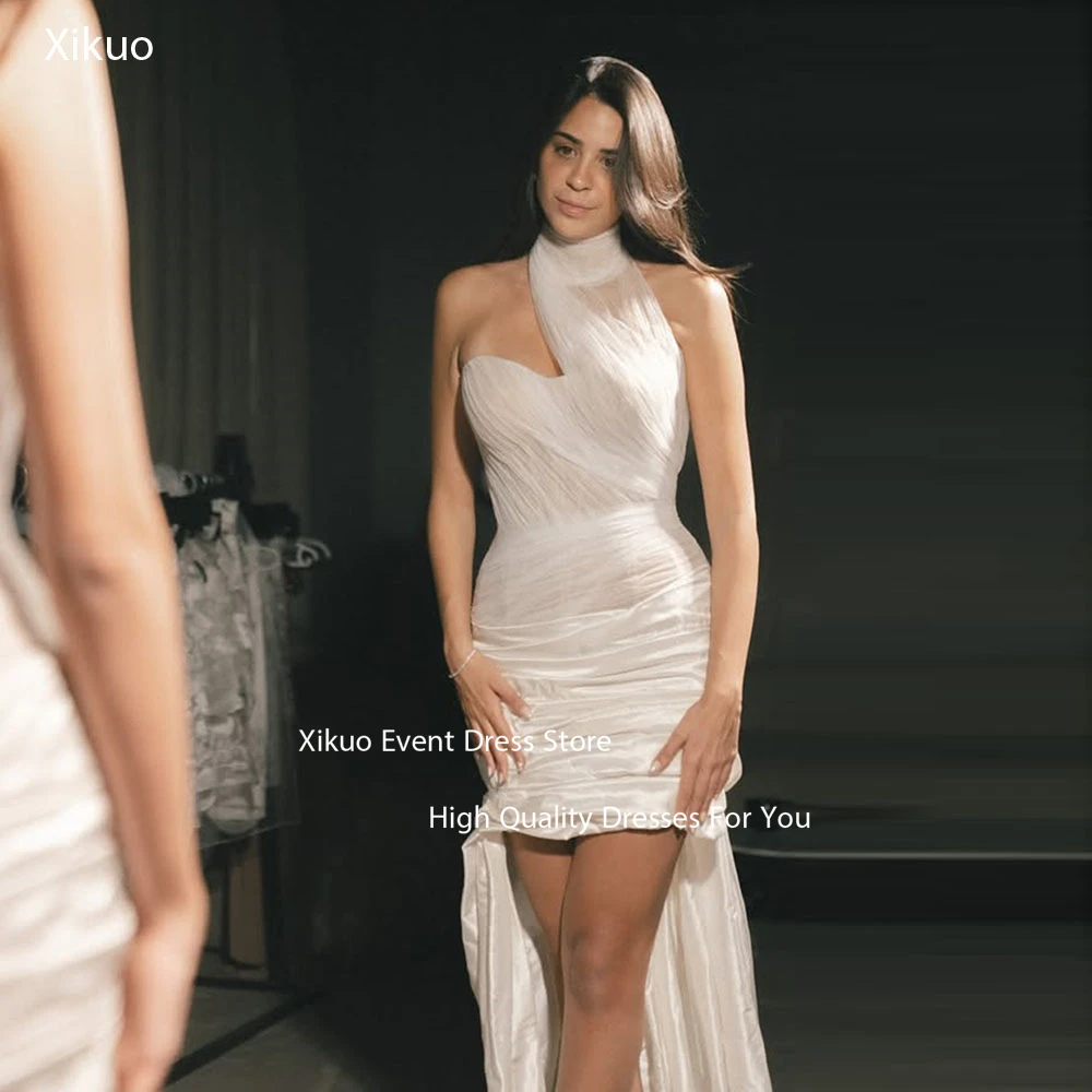 Xikuo Asymmetrical Ruched Wedding Dress Bodycon Unique Vestidos De Novia High Low Hem Vestidos De 15 Quinceañera Customized