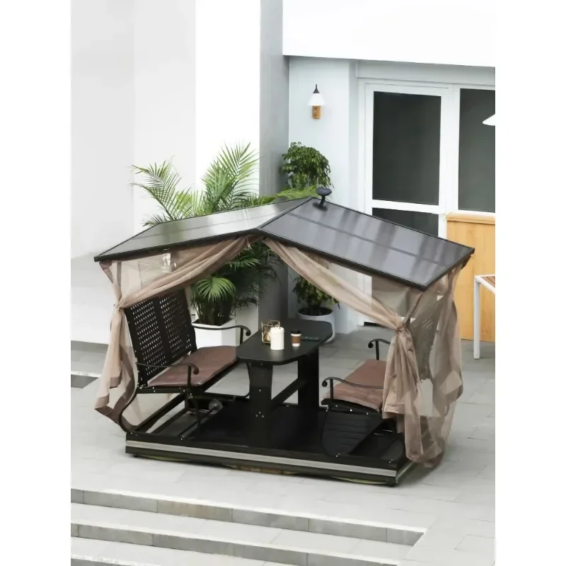 

Swing Outdoor Courtyard Garden Villa Leisure Outdoor Rocking Chair Wrought Iron Solar Four Power Rocking Chair