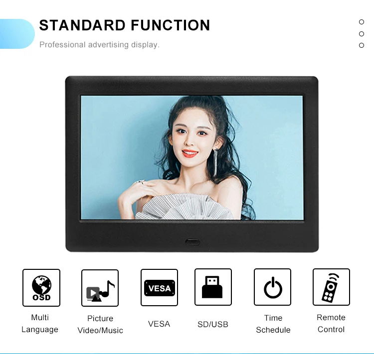 Factory Custom Logo 7 Inch USB SD Card LCD Advertising Picture Video Player Digital Photo Frame