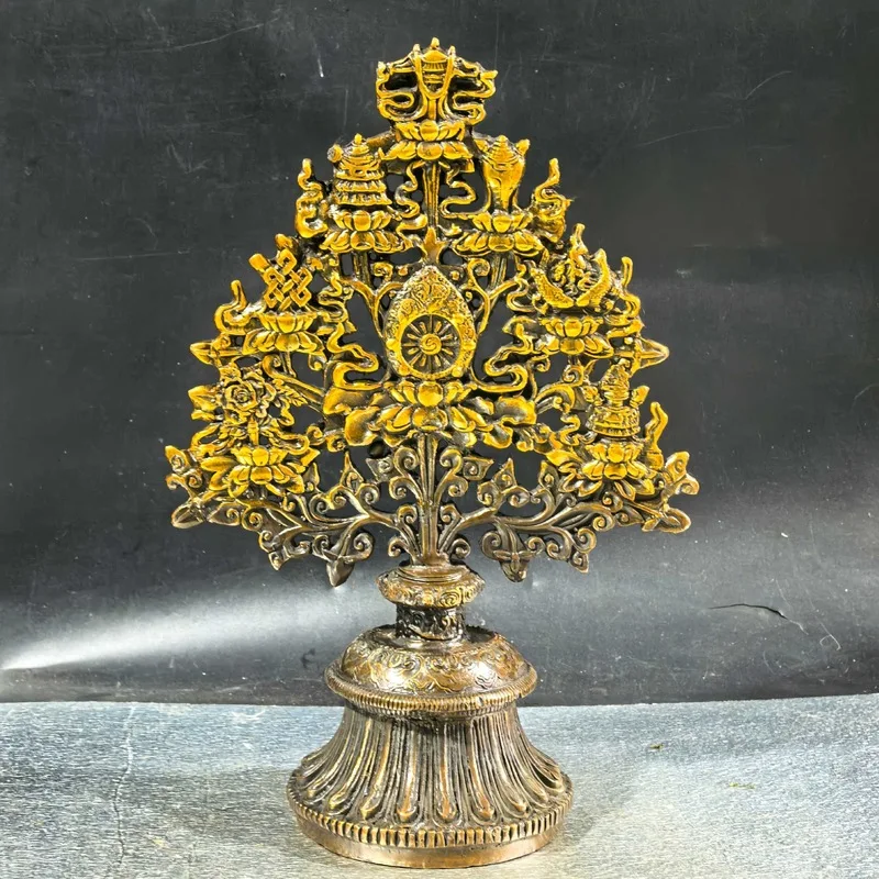 Tibetan-style Eight Auspicious Symbols Tree Home Tantric Auspicious Ornaments Golden Eight Treasures Tree Buddhist Supplies Amaz