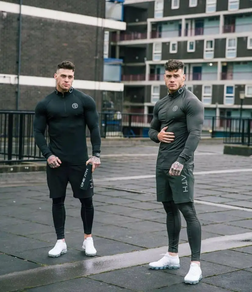 

Мужская спортивная футболка с мышцами Long Sve Fitn Stretch, осенняя спортивная одежда Dry Qui, повседневная одежда, футболка стандартного кроя M