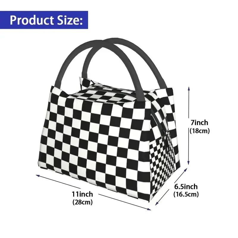 Custom Classic Checkerboard Lunch Bags Women Thermal Cooler Insulated Lunch Boxes for Picnic Camping Work Travel lunchbag