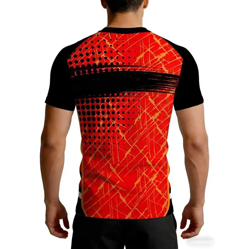 Versatile Daily Wear Men's Short Sleeve T Shirt Graffiti Style Athletic Fitness Training Top Wear Resistant Polyester Fiber