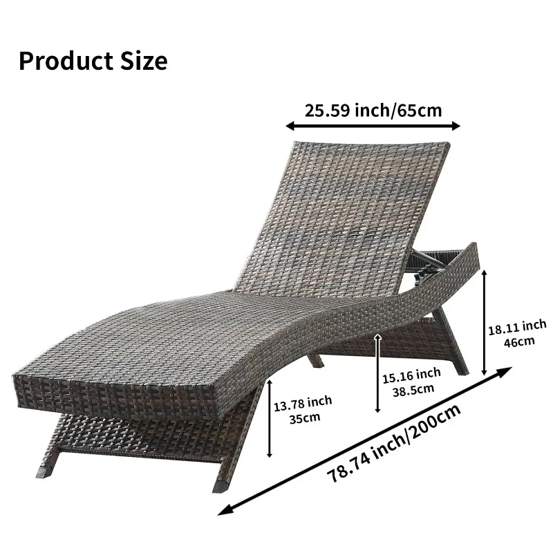 Adjustable Backrest Chaise Lounge Set 2, Outdoor Pool Recliner Patio Chairs Lounge Chair Set 2 for, Customized